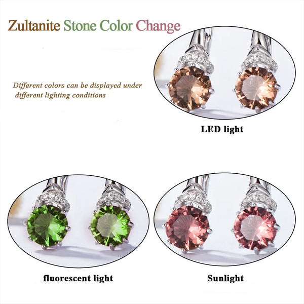 Kuololit Zultanite Gemstone Clip Earrings for Women Solid 925 Sterling Silver Color Change Diaspore Stone Earrings Fine Jewelry