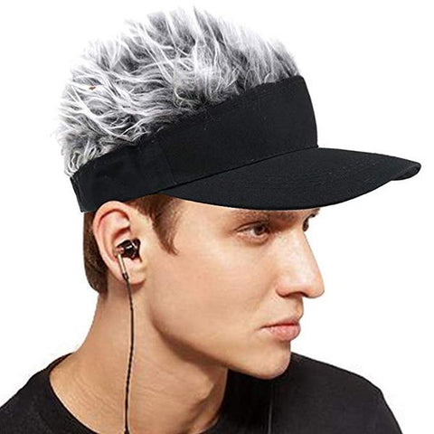 Adjustable Man Baseball Cap Wig With Hairs