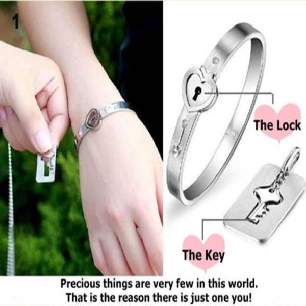 HEART LOCK BRACELET & KEY NECKLACE