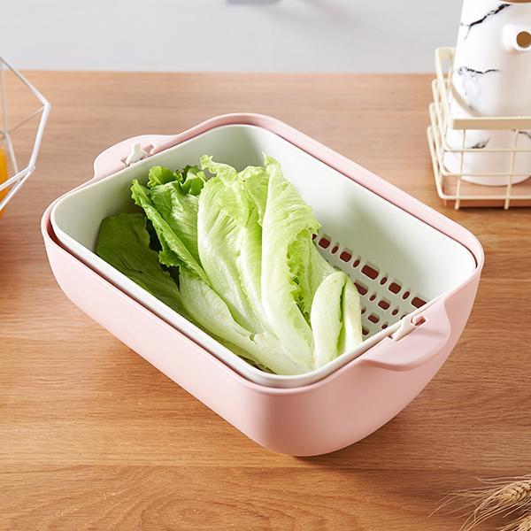 Double Plastic Vegetable Washing Basket