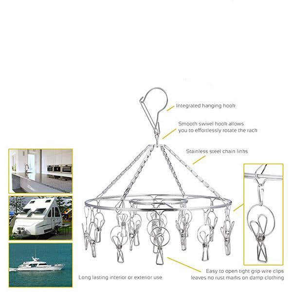 Windproof Stainless Steel Multi-Function Disc Clothes Hanger