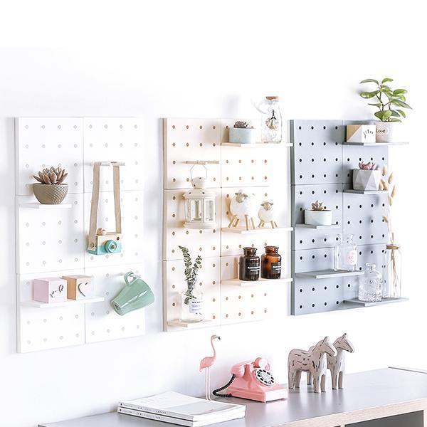 Plastic Hole Floating Wall Shelf(6 Set)