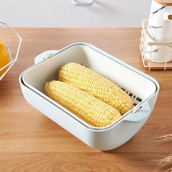 Double Plastic Vegetable Washing Basket