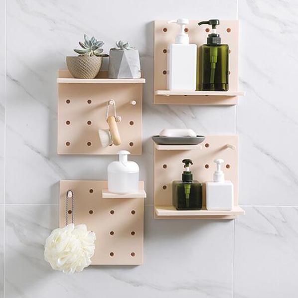 Plastic Hole Floating Wall Shelf(6 Set)