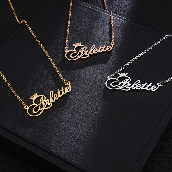 Personalized Name Crown Necklace