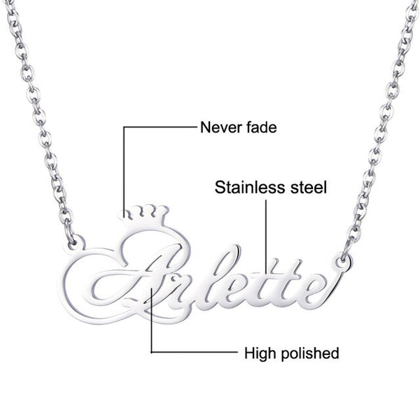 Personalized Name Crown Necklace